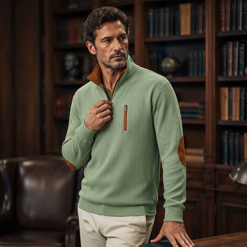 Men's Color-Block Corduroy Half-Zip Sweatshirt