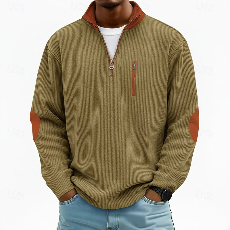Men's Color-Block Corduroy Half-Zip Sweatshirt