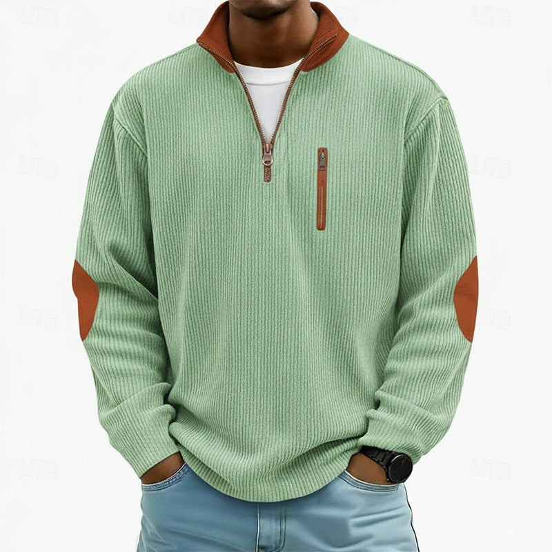 Men's Color-Block Corduroy Half-Zip Sweatshirt