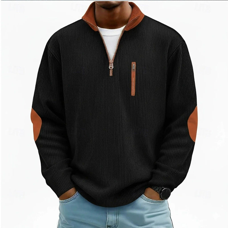 Men's Color-Block Corduroy Half-Zip Sweatshirt