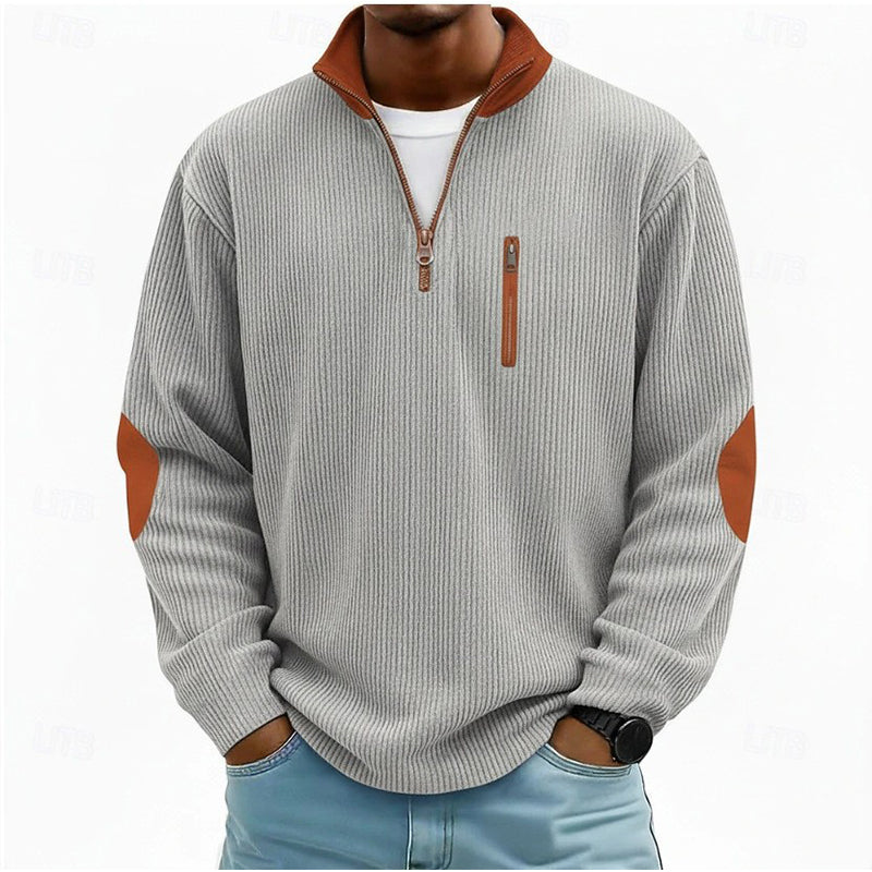 Men's Color-Block Corduroy Half-Zip Sweatshirt