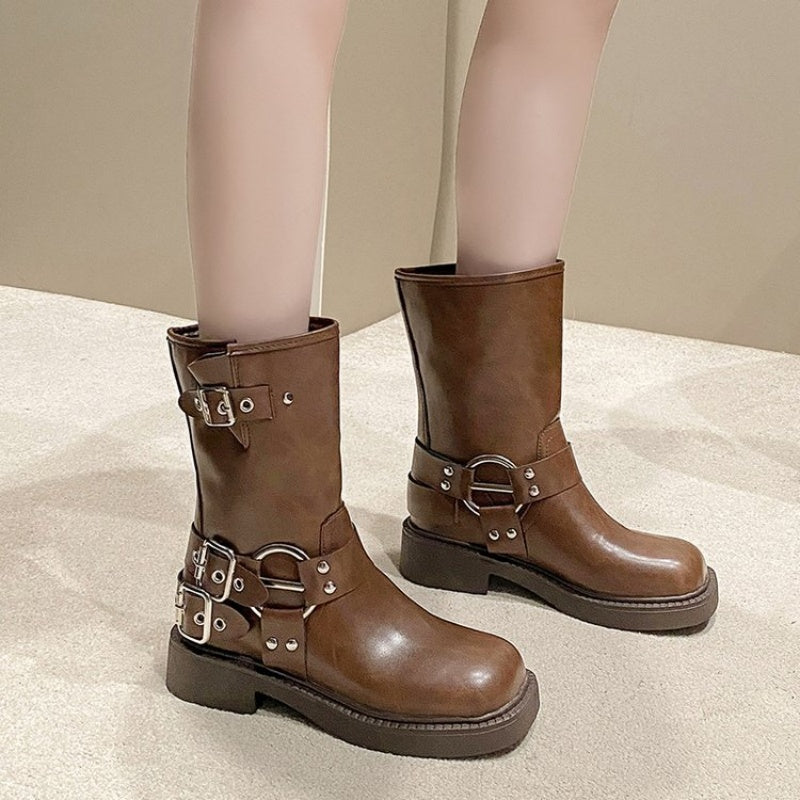 Women's Chunky Heel Martin Boots