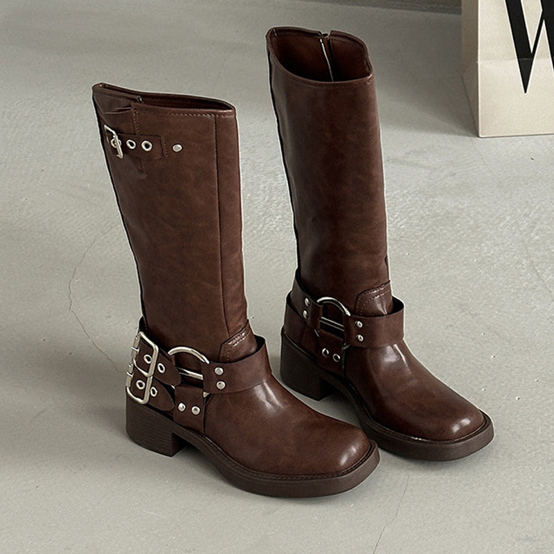 Women's Chunky Heel Martin Boots