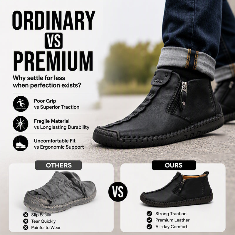 Men's Casual Stitched Boots with Zipper