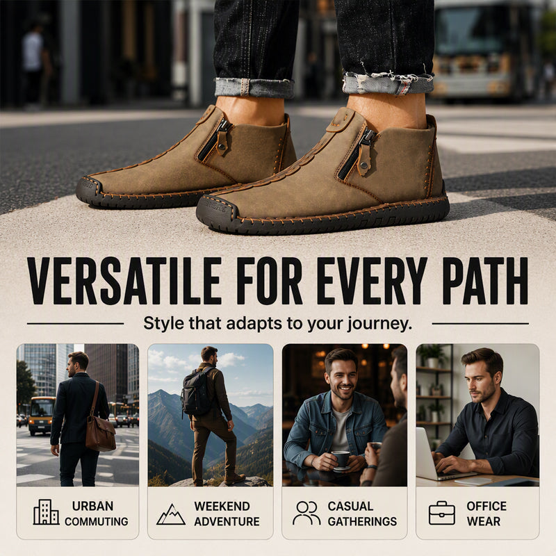 Men's Casual Stitched Boots with Zipper