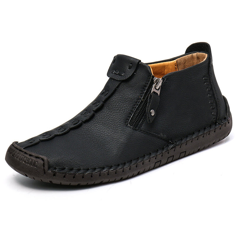 Men's Casual Stitched Boots with Zipper