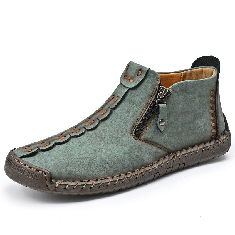Men's Casual Stitched Boots with Zipper