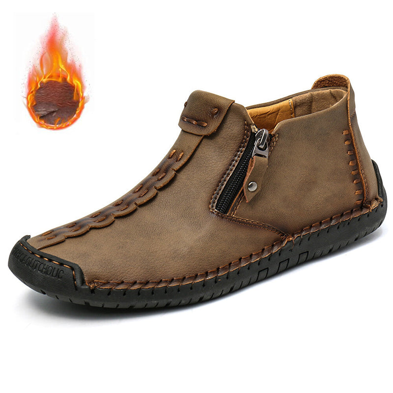 Men's Casual Stitched Boots with Zipper