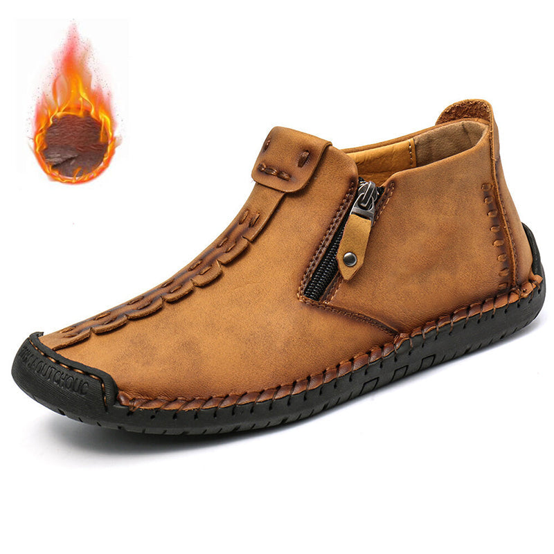 Men's Casual Stitched Boots with Zipper