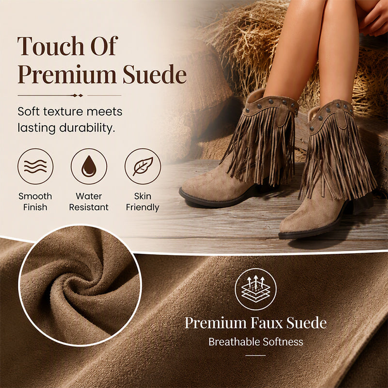 Women's Retro Western Fringe Ankle Boots