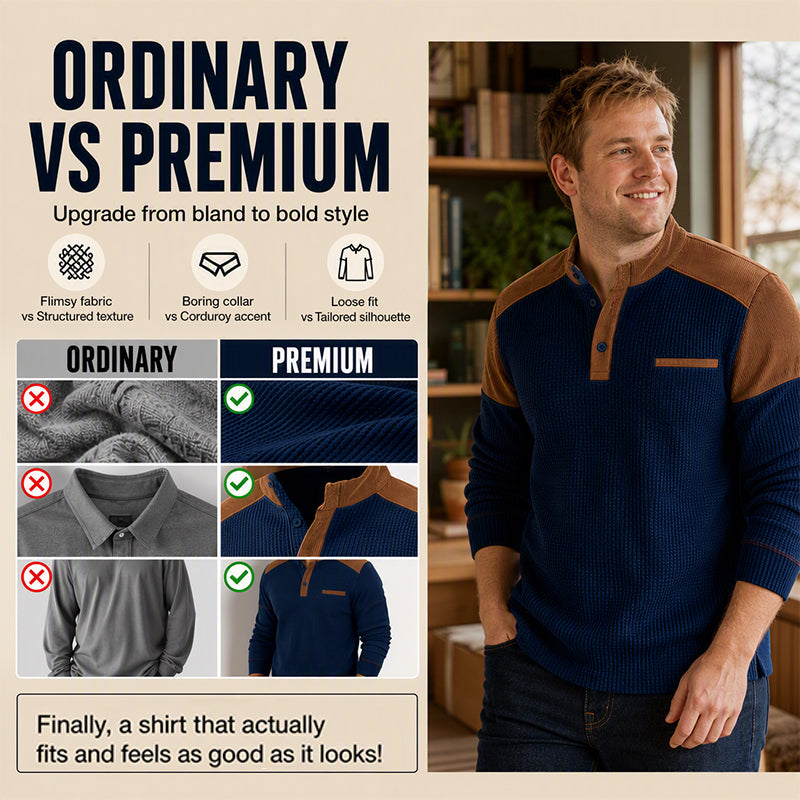 Men's Waffle Knit Stand Collar Sweatshirt