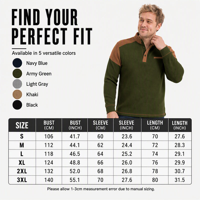 Men's Waffle Knit Stand Collar Sweatshirt