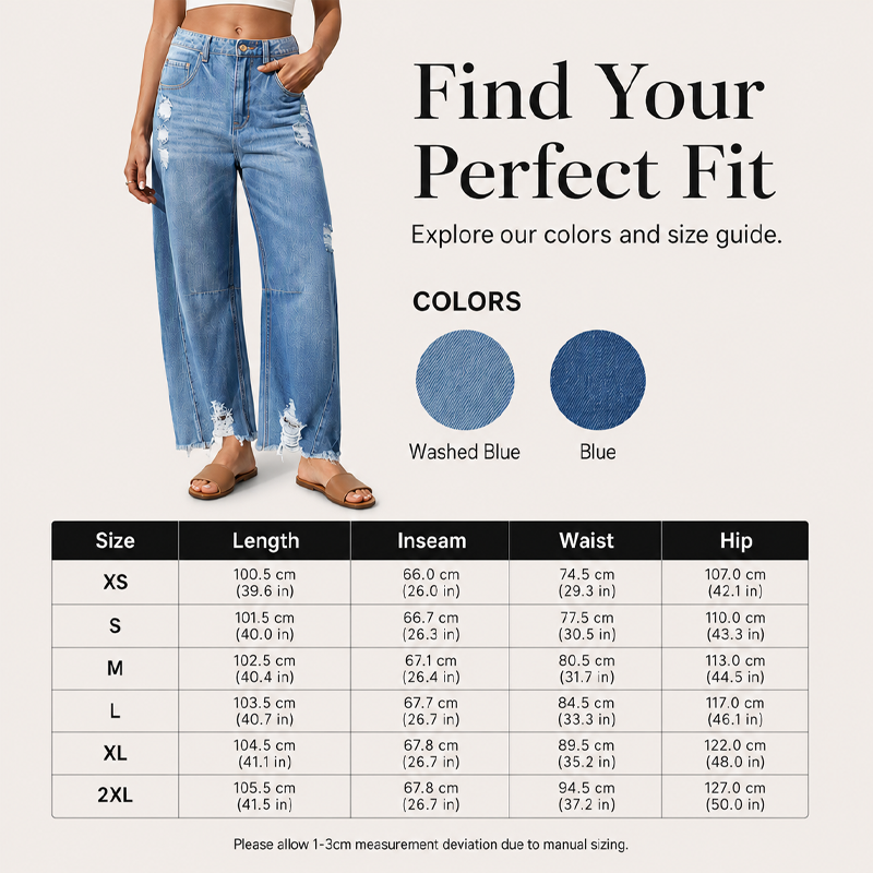 Women's Casual Distressed Wide Leg Jeans