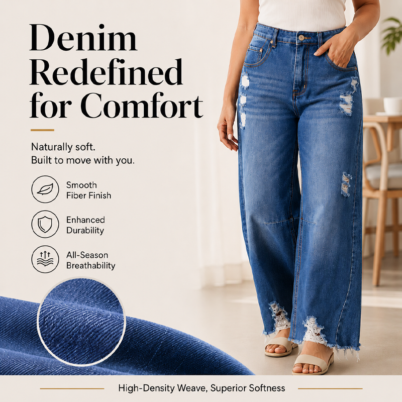 Women's Casual Distressed Wide Leg Jeans