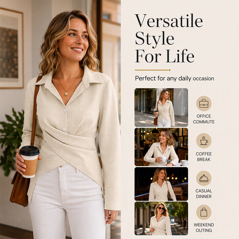 Women's Chic Wrap Tie Waist Shirt