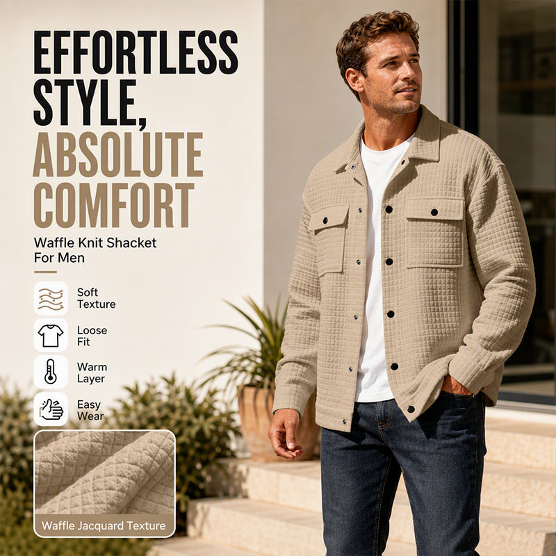 Men's Casual Waffle Textured Jacket