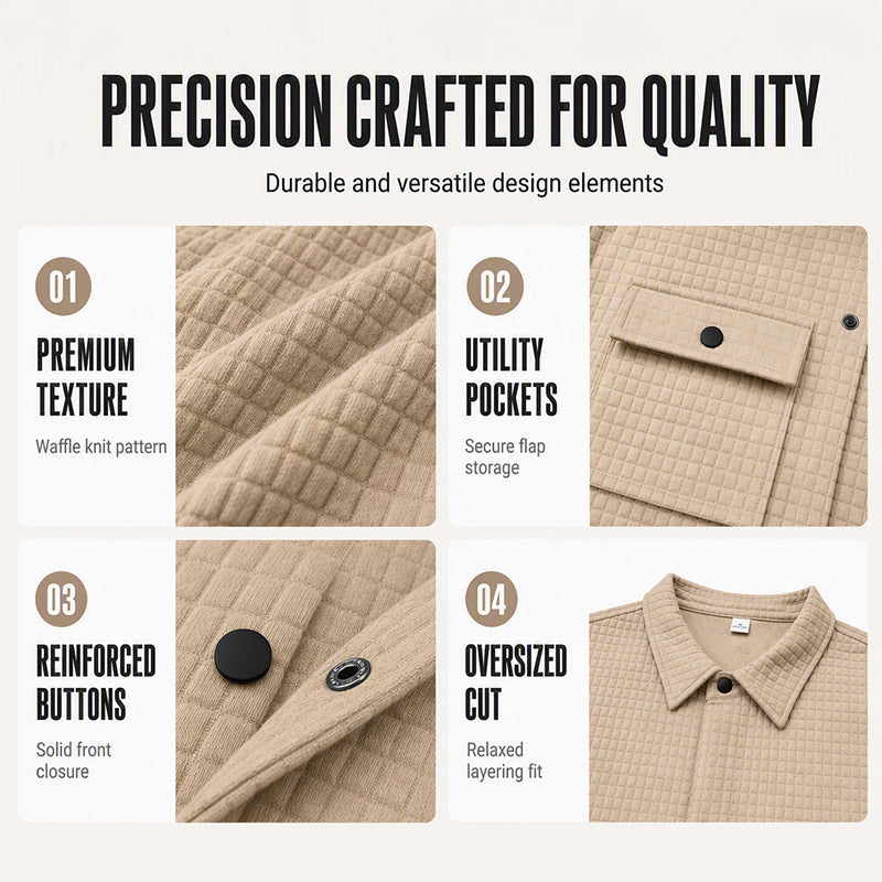 Men's Casual Waffle Textured Jacket