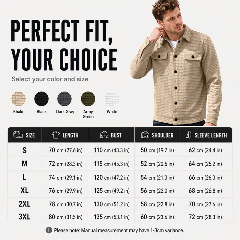 Men's Casual Waffle Textured Jacket