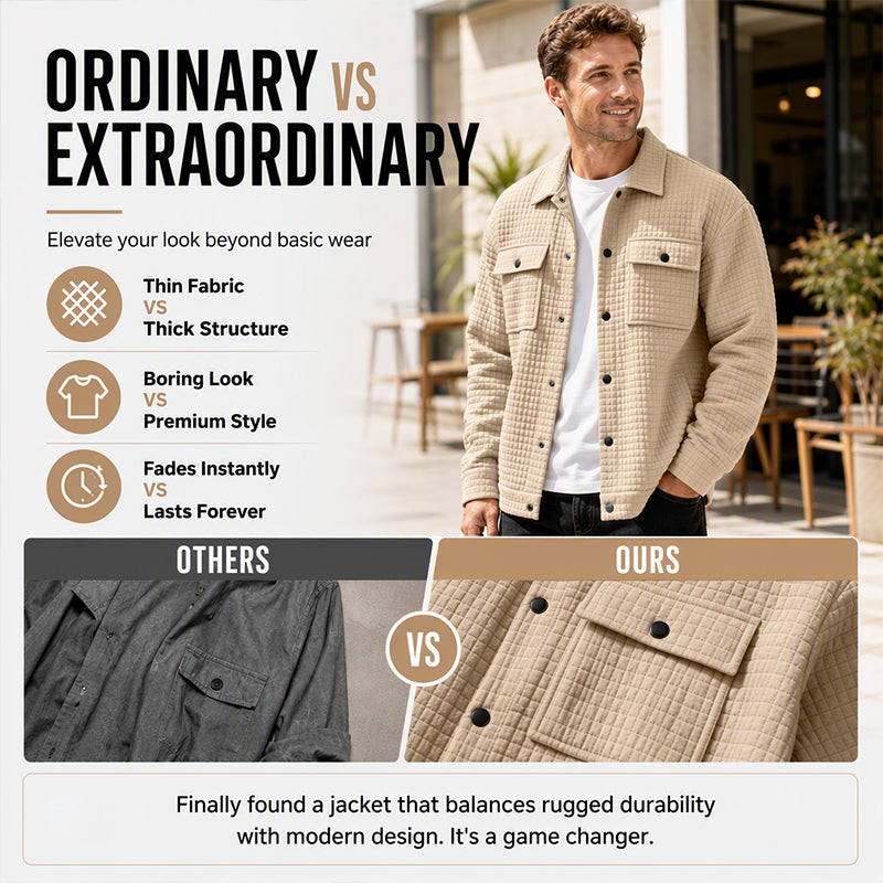 Men's Casual Waffle Textured Jacket