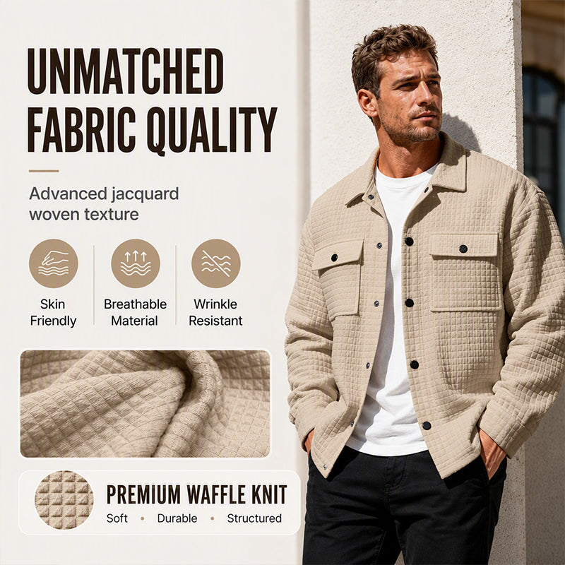 Men's Casual Waffle Textured Jacket
