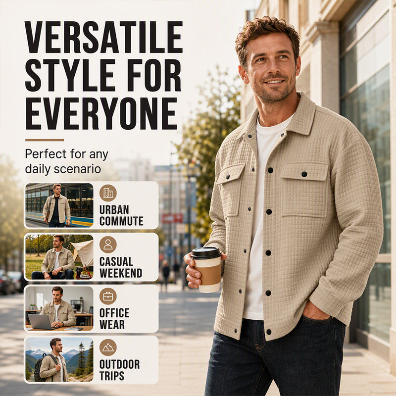 Men's Casual Waffle Textured Jacket