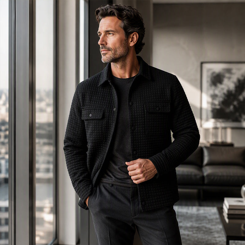 Men's Casual Waffle Textured Jacket