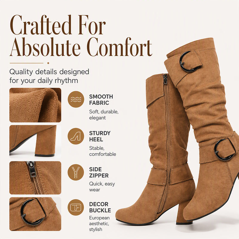 Women's Slouchy Knee High Boots with Side Zipper