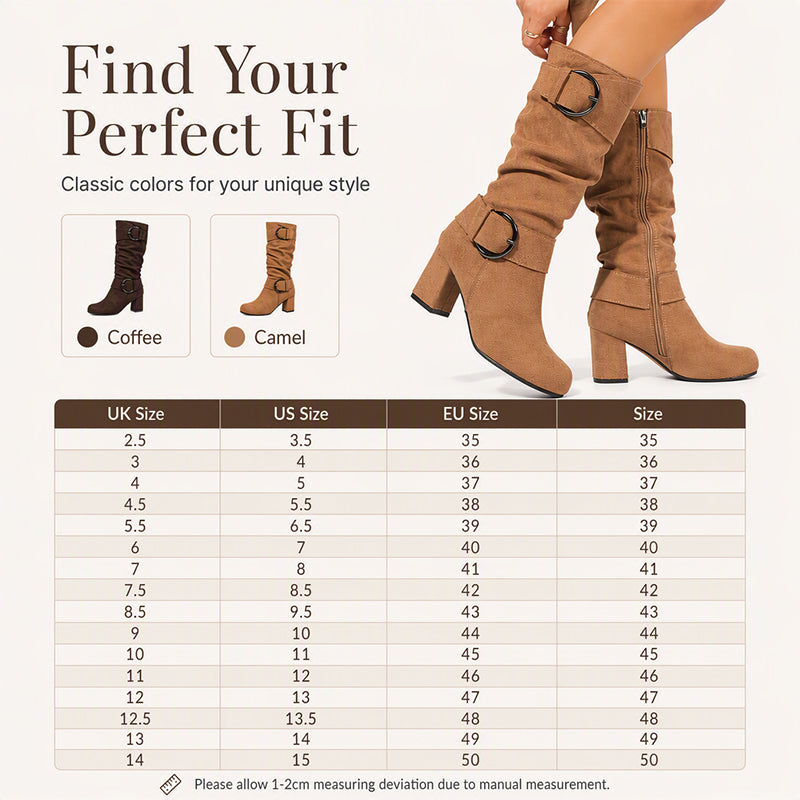 Women's Slouchy Knee High Boots with Side Zipper