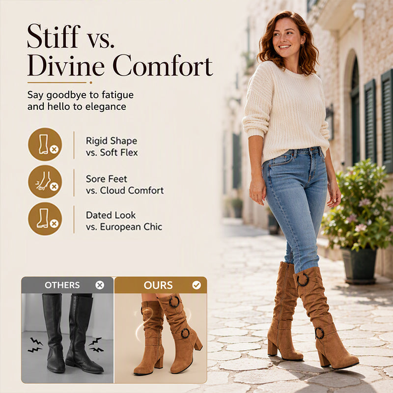 Women's Slouchy Knee High Boots with Side Zipper