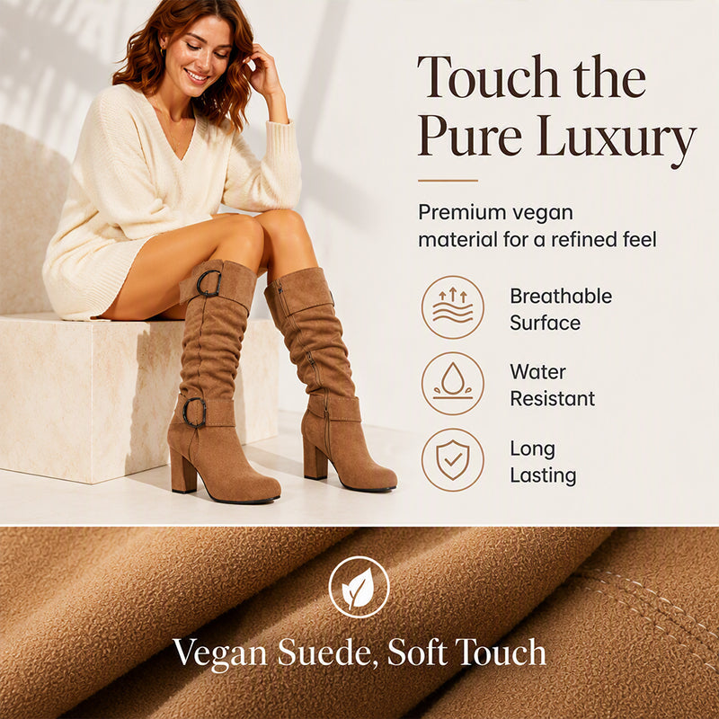 Women's Slouchy Knee High Boots with Side Zipper