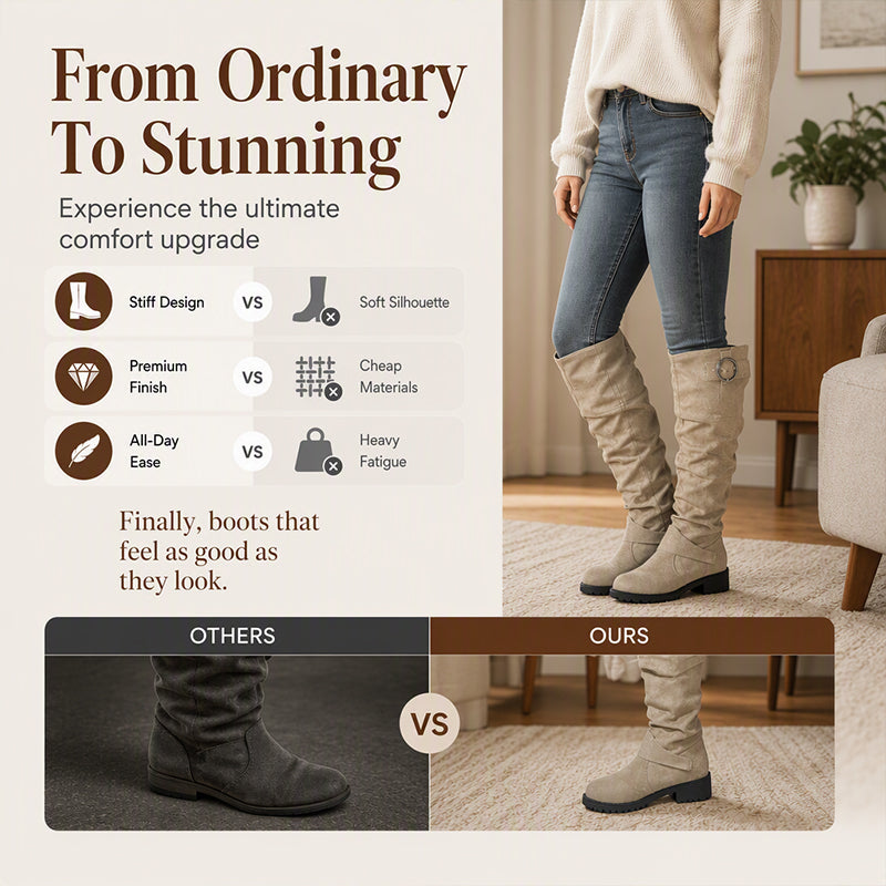 Women's Slouchy Knee-High Boots with Belt Buckle