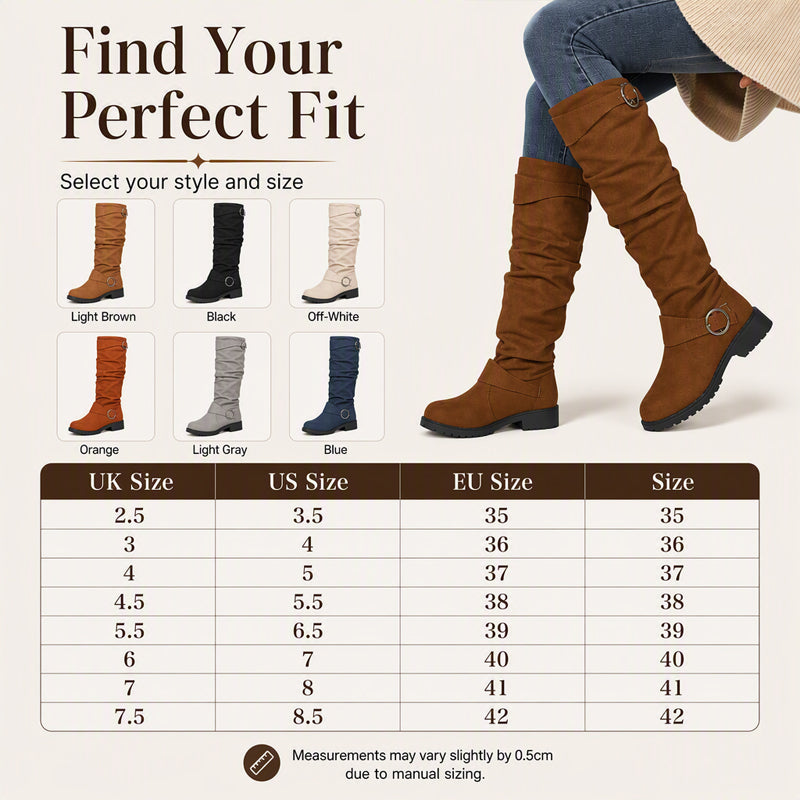 Women's Slouchy Knee-High Boots with Belt Buckle