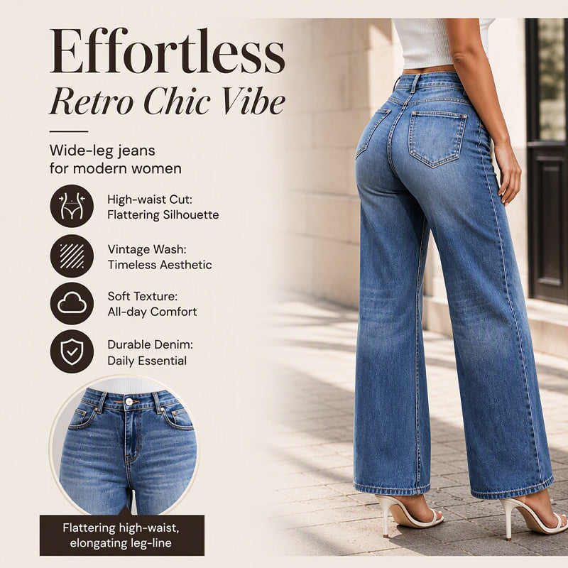 Women's Retro High-Waisted Wide-Leg Jeans