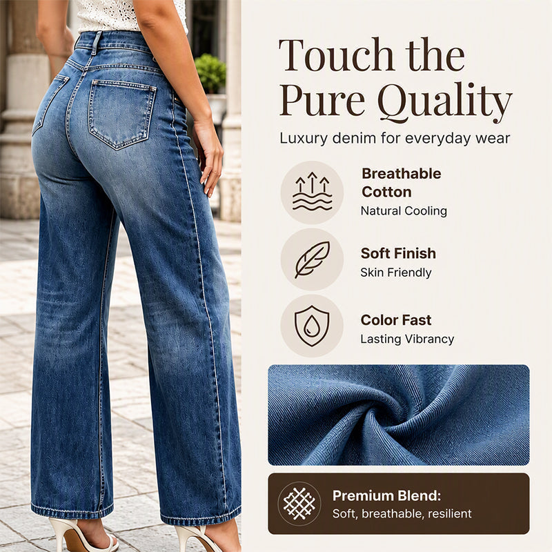 Women's Retro High-Waisted Wide-Leg Jeans