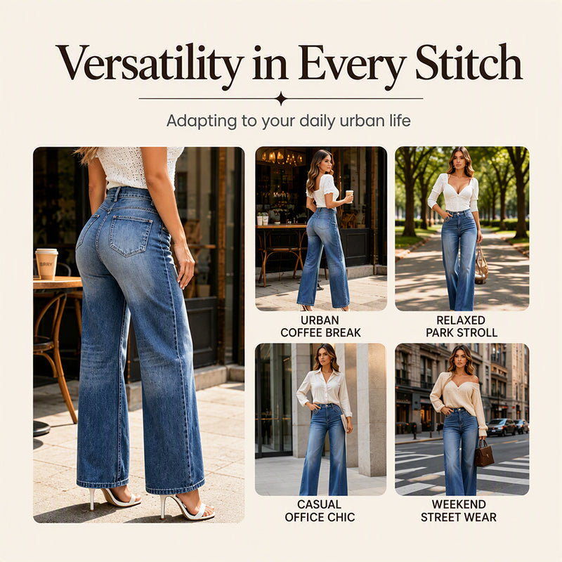 Women's Retro High-Waisted Wide-Leg Jeans