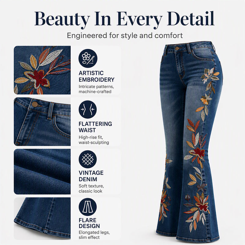 Women's Embroidered High-Rise Flare Jeans