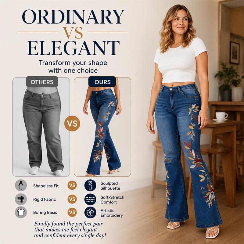 Women's Embroidered High-Rise Flare Jeans