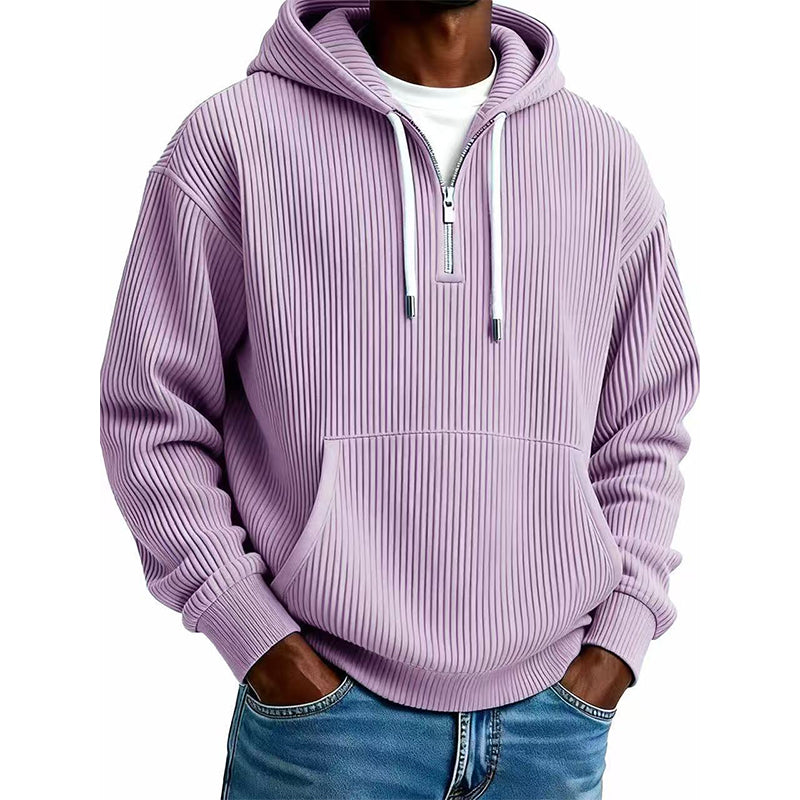 Men's Casual Half-Zip Corduroy Hoodie