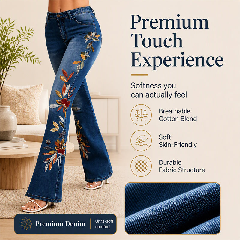 Women's Embroidered High-Rise Flare Jeans