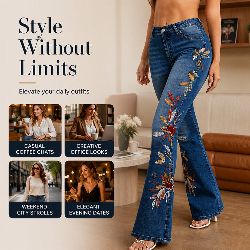 Women's Embroidered High-Rise Flare Jeans