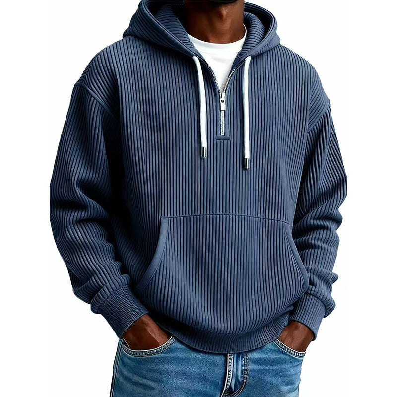 Men's Casual Half-Zip Corduroy Hoodie