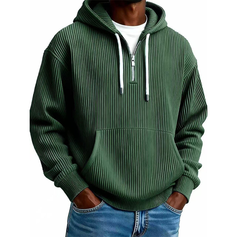 Men's Casual Half-Zip Corduroy Hoodie