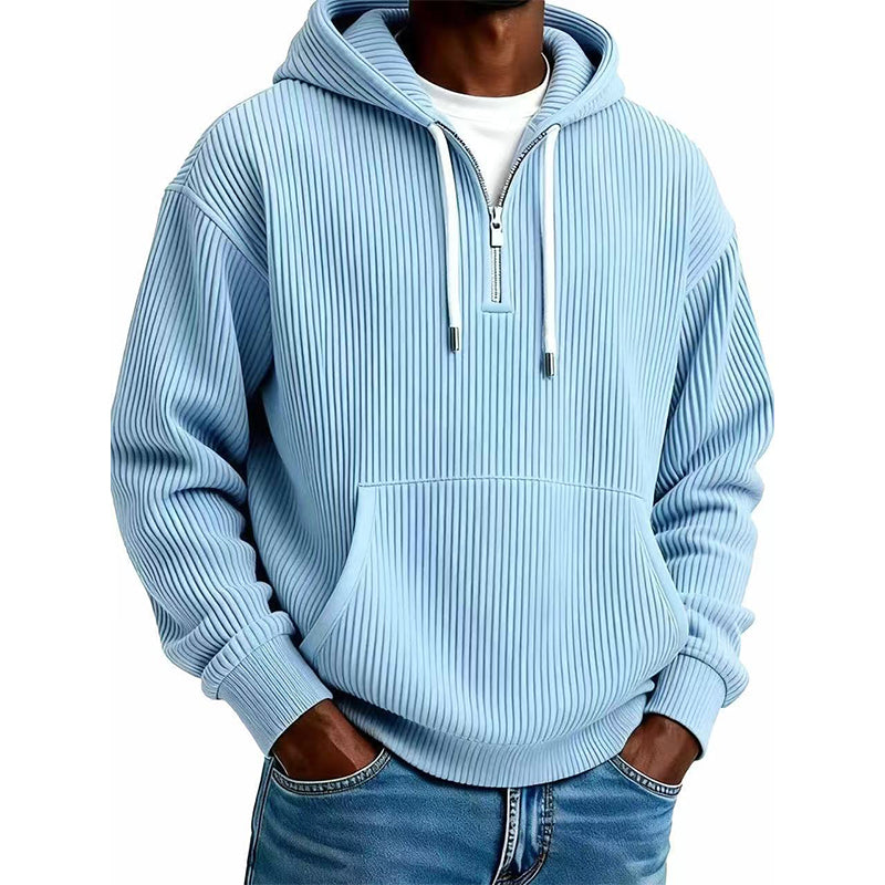 Men's Casual Half-Zip Corduroy Hoodie
