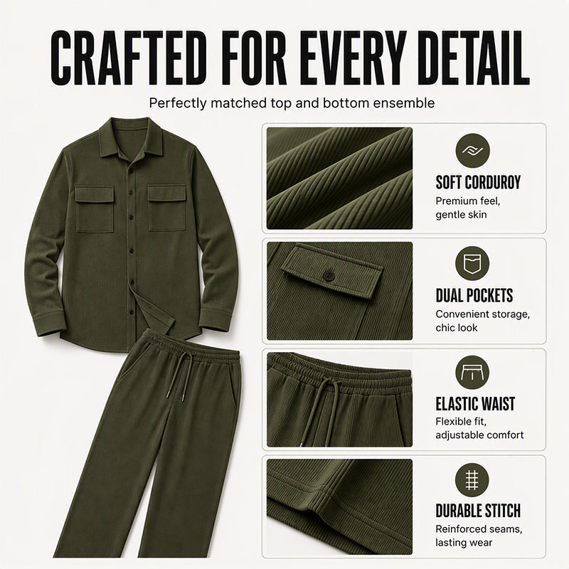 Men's Casual Corduroy Jacket & Pants Set