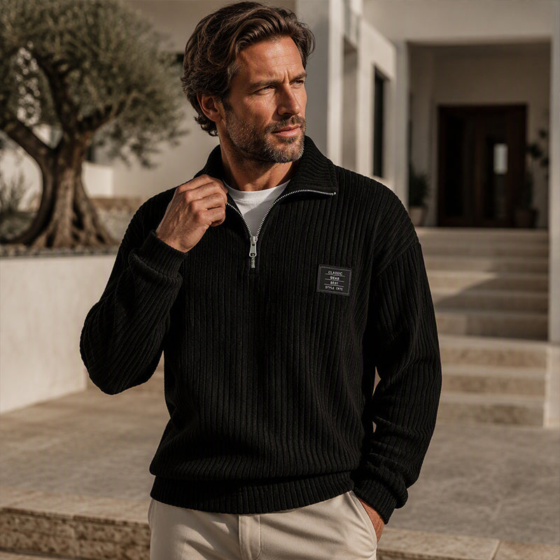 Men's Casual Corduroy Half-Zip Sweatshirt