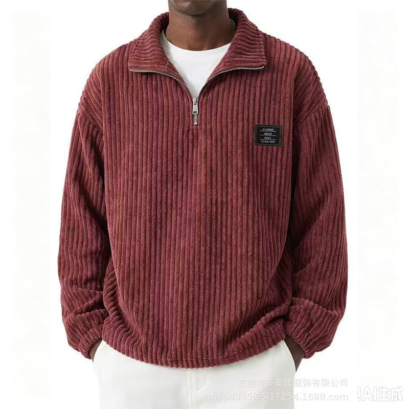 Men's Casual Corduroy Half-Zip Sweatshirt