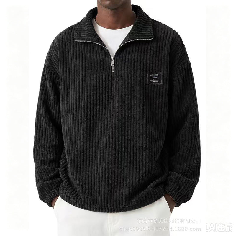 Men's Casual Corduroy Half-Zip Sweatshirt