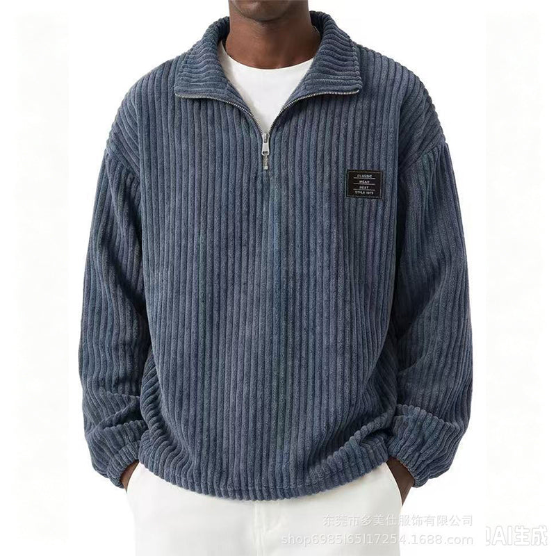 Men's Casual Corduroy Half-Zip Sweatshirt