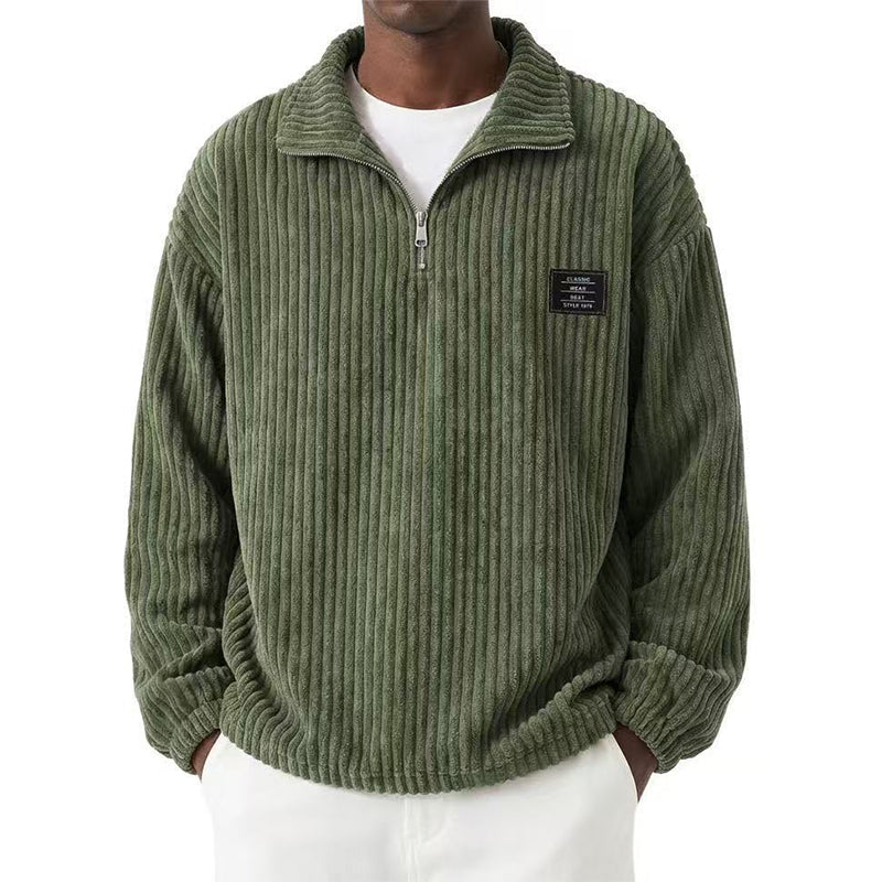 Men's Casual Corduroy Half-Zip Sweatshirt