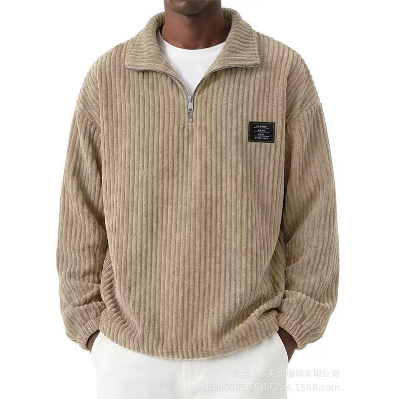 Men's Casual Corduroy Half-Zip Sweatshirt